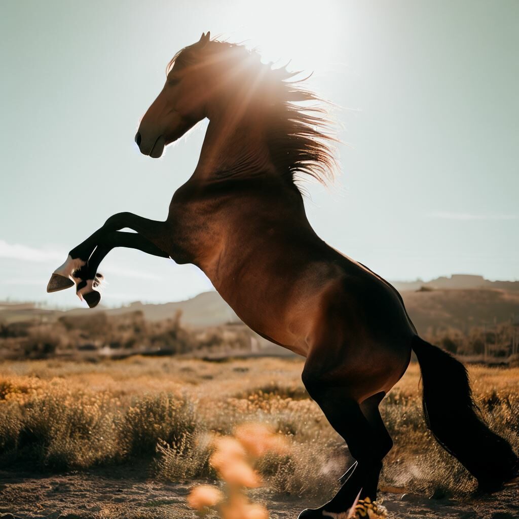 Anmutiges Horsedancing: Ein Pferd in harmonischer Bewegung auf dem Gestüt Yeguada la Perla."
